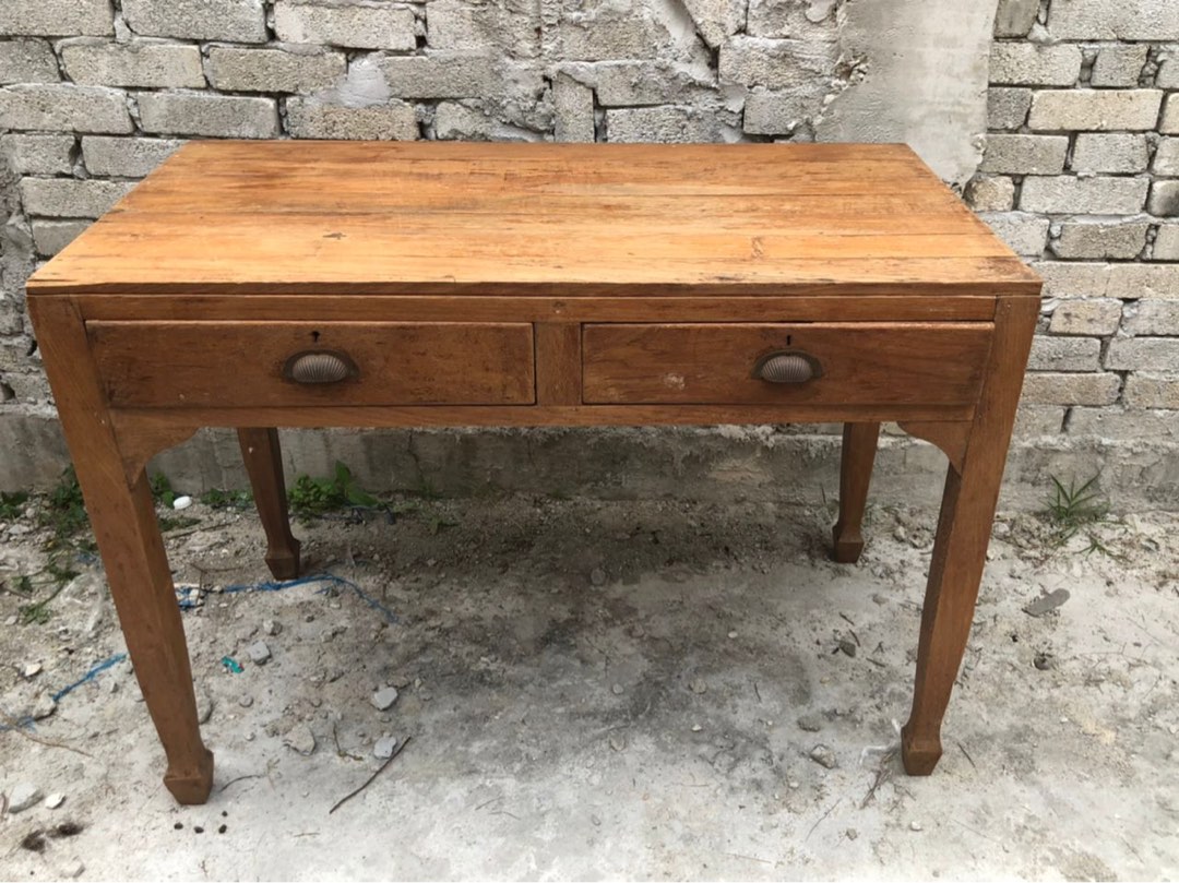 Antique teakwood study table, Furniture & Home Living, Furniture