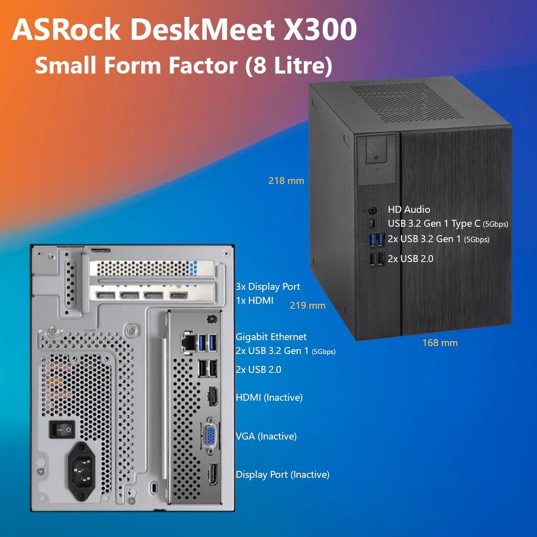 ASRock DeskMeet X300 RTX 2070 Ryzen 5 5500 Small Form Factor Mini PC 8L  upgradable to Ryzen 3 Ryzen 5 Ryzen 7 Ryzen 9 Intel Core I3 I5 I7 I9  Geforce
