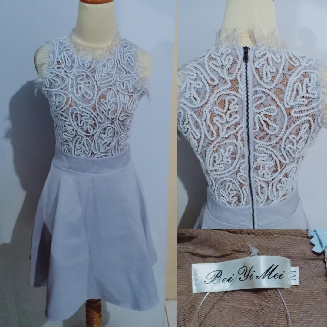 Grey crochet skater dress cheap