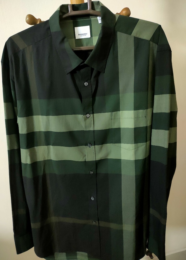 Burberry shirt mens green sales