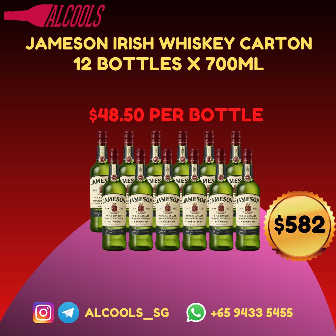 [Carton] Jameson Irish Whiskey x 12 bottles / 700ml / Same Day Alcohol
