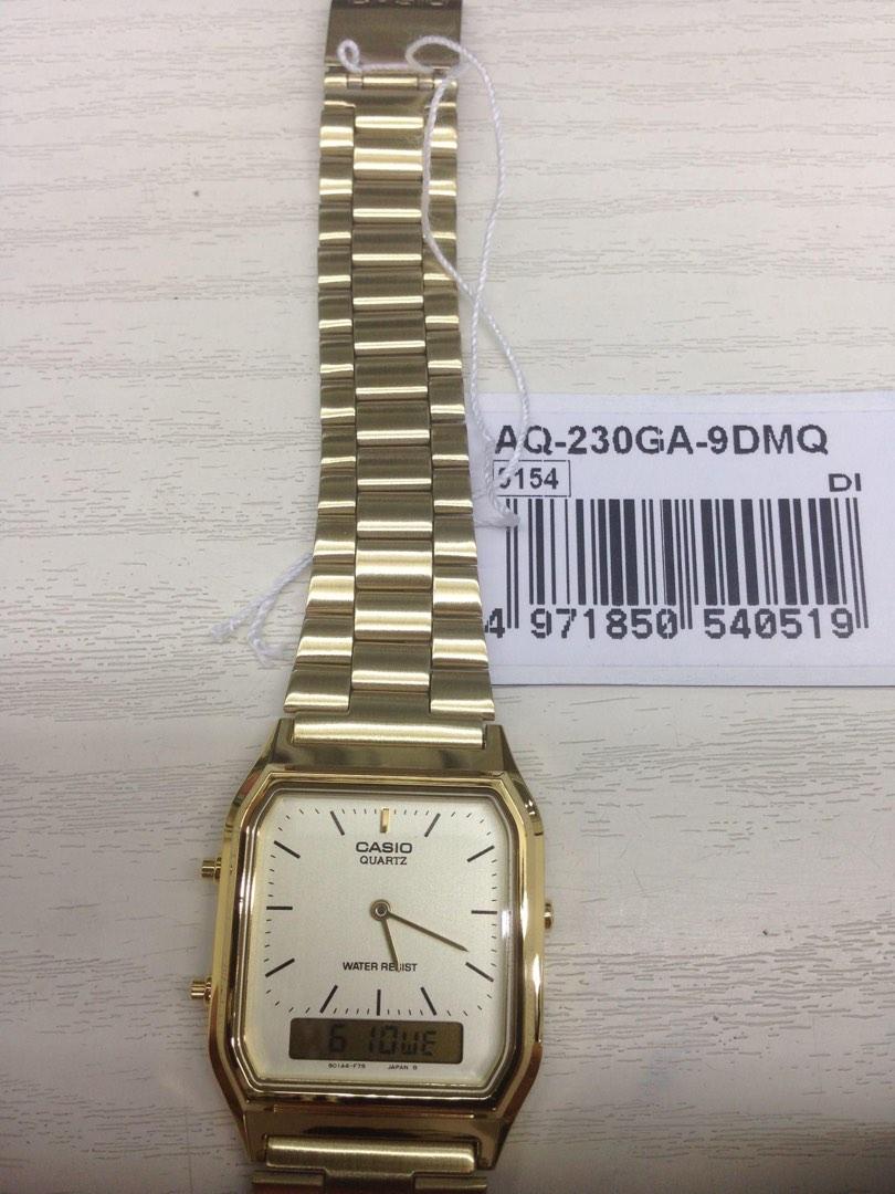 Casio AQ-230GA-9D Orologio Da Polso | Analogico-Digitale Con Cronometro | Cinturino In Acciaio Inox | Doppio Fuso Orario E Sveglia