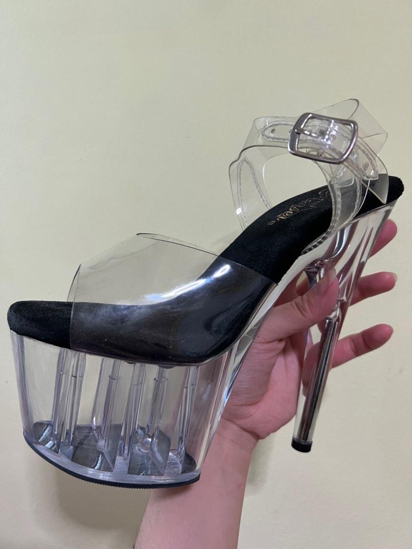 Clear heels black sole store