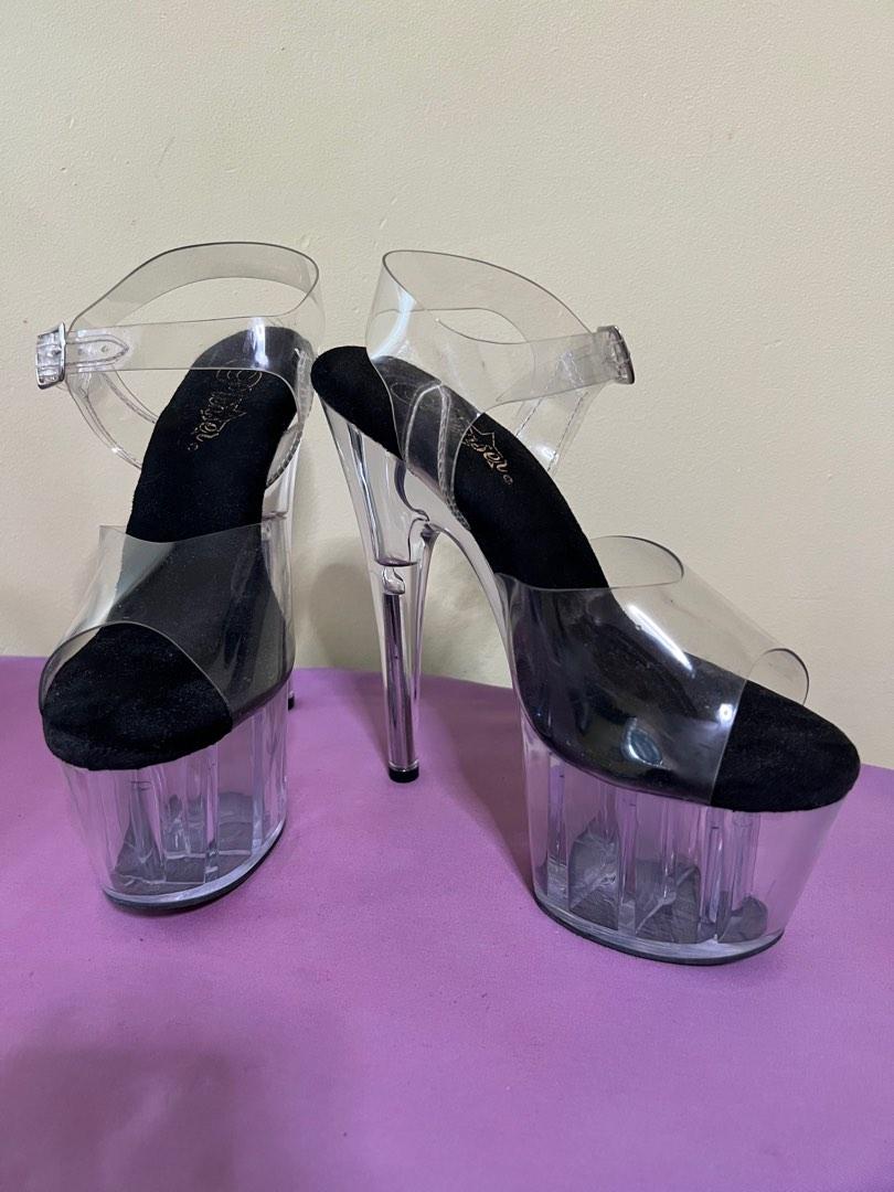 Clear heels with black sole top