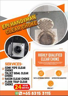 Clear Choke / Clear Sink Choke / Clear Floor Trap Choke / Toilet Bowl Choke / Plumber Services / Plumbing Services 