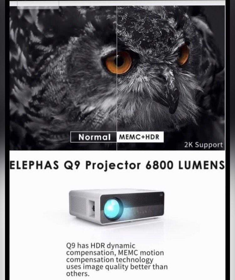 ELEPHAS Projector Q9 Native 1080P HD Video Projector Support 2K, 6800