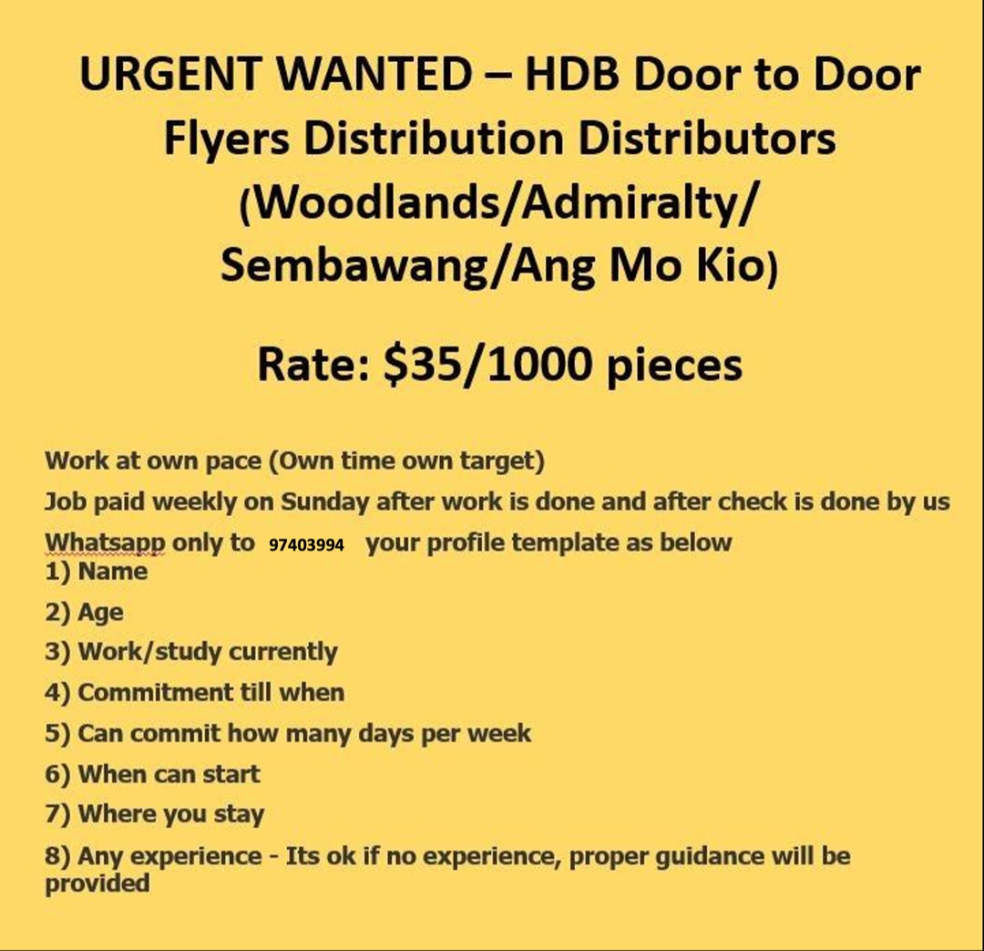 flyer job flyers distribution job hdb flyer distributors, Jobs
