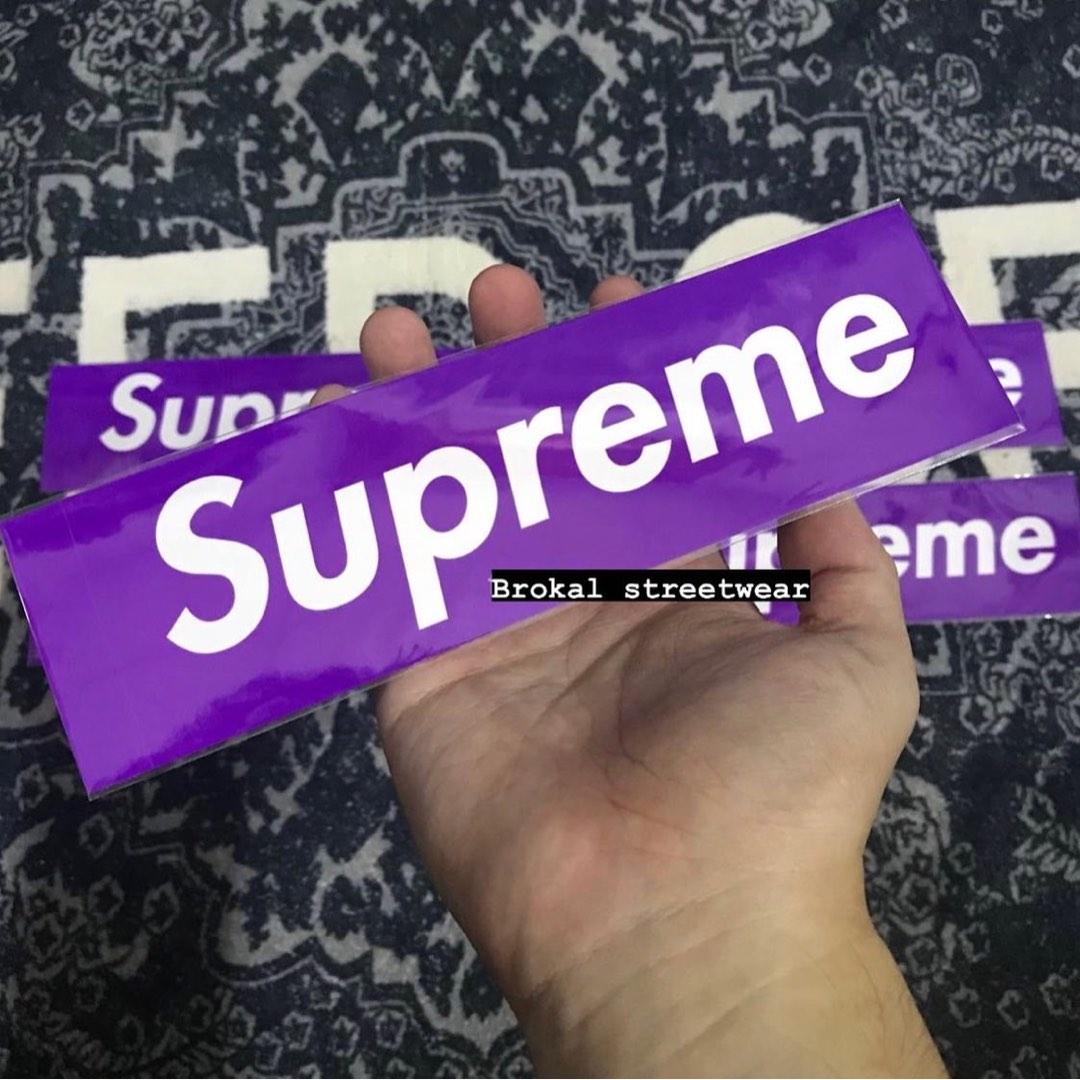 FW12 PURPLE BOX LOGO STICKER, Men's Fashion, Activewear on Carousell