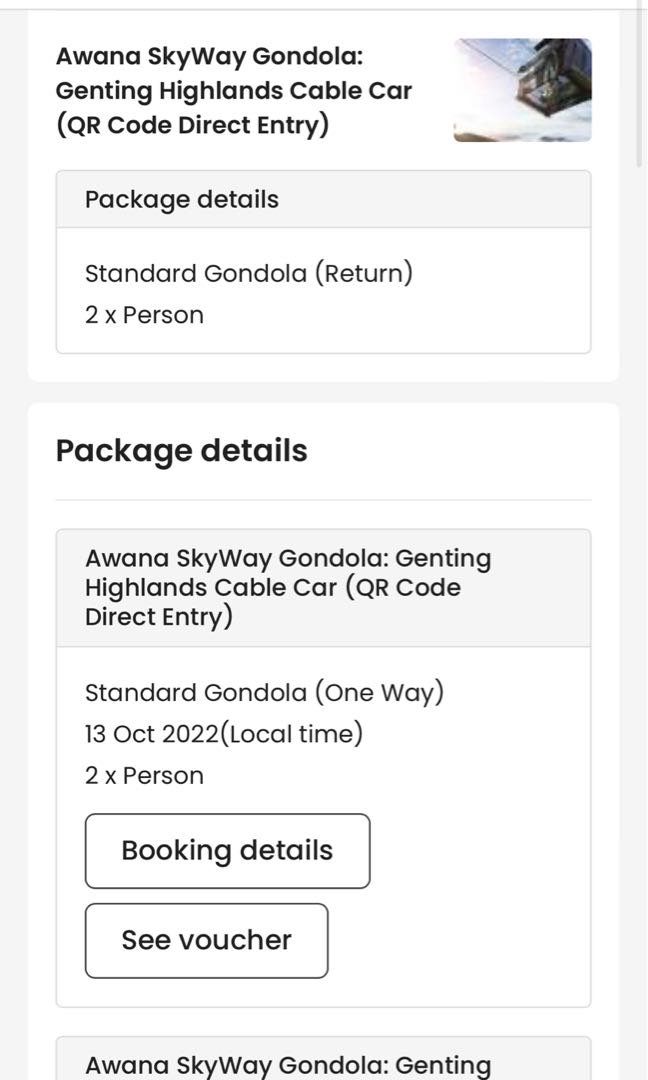 GONDOLA TICKET RETURN, Tickets & Vouchers, Local Attractions and