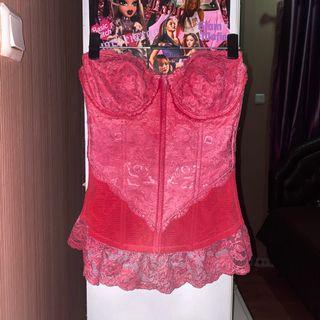 Hot pink bustier corset top / long torso