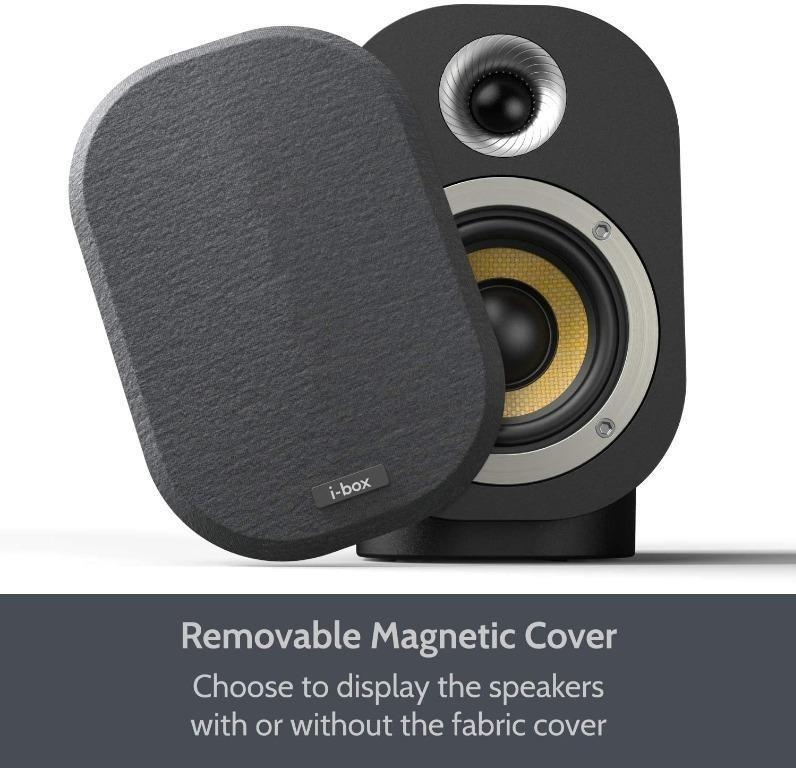 ibox HiFi Bluetooth Bookshelf Speakers Pair, Compact 40W Active + 20W