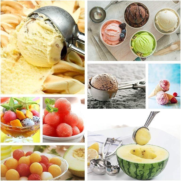 Ice Cream Scoop With Trigger Cake Pop Sticks Melon Baller Scoop Round  Stainless Steel Kitchen Tools For Fruits Meatball Cake Ice Cream 2pcs