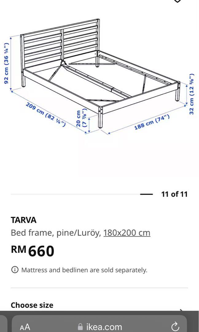 IKEA queen size bed frame, Furniture & Home Living, Furniture, Bed