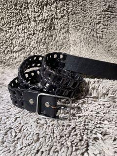 Kenneth Cole adjustable black leather braid belt
