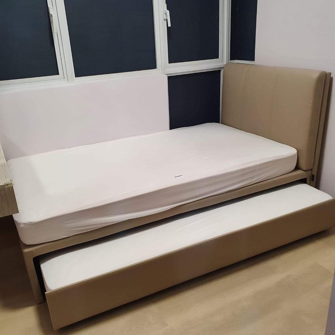 King Koil Super Single Bed Frame + pullout bed + 2 x Mattress