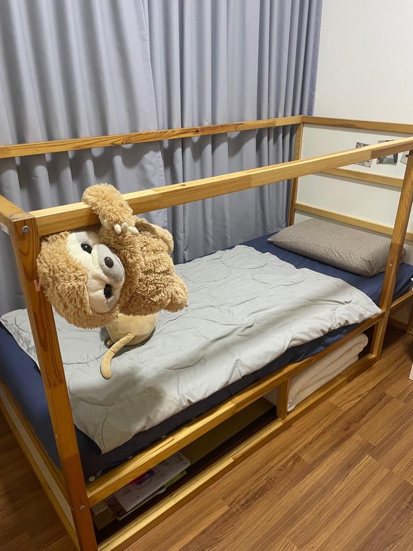 IKEA KURA white pine reversible bed frame, Furniture & Home Living