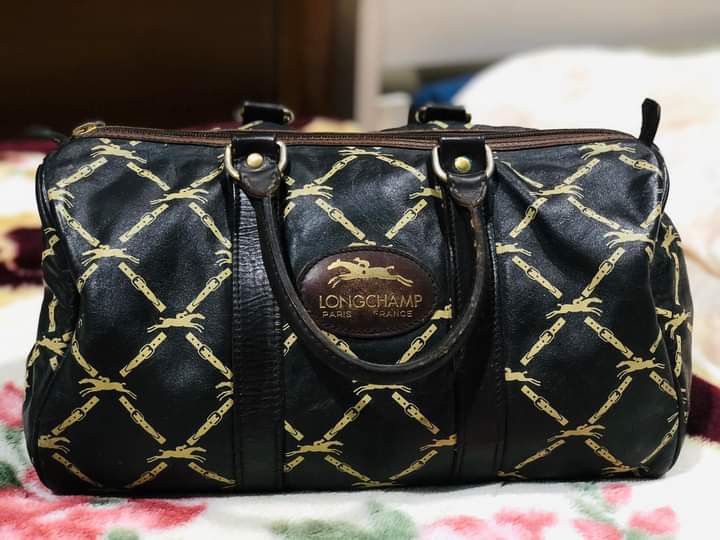 Longchamp Vintage Leather Boston Bag, Luxury, Bags & Wallets on Carousell