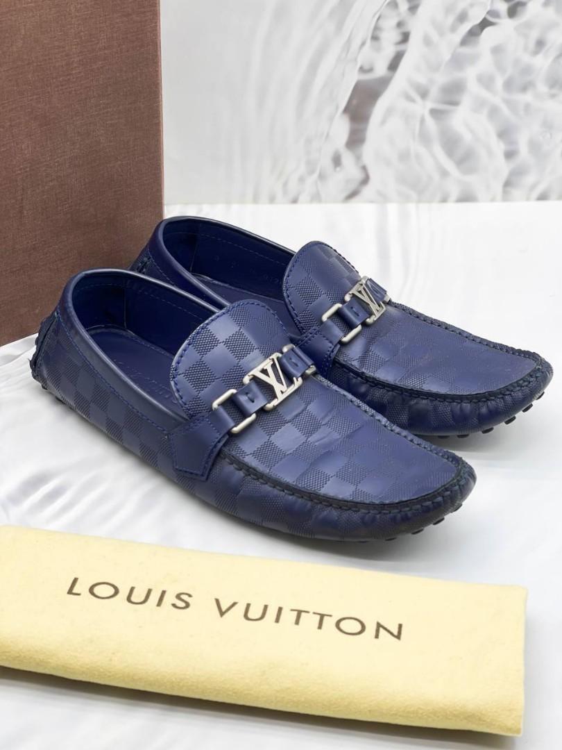Louis Vuitton Hockenheim model moccasins in navy checkered leather