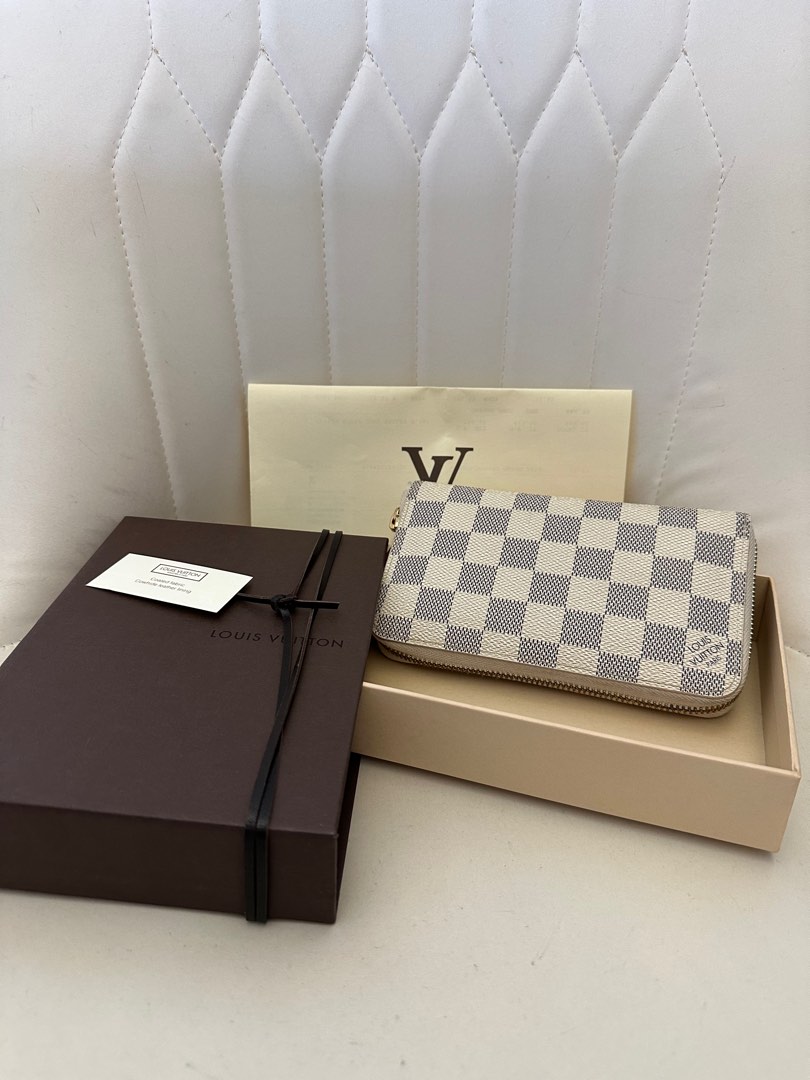 Louis Vuitton Lv Ghw Zippy Wallet Damier Azur White N60029 Auction