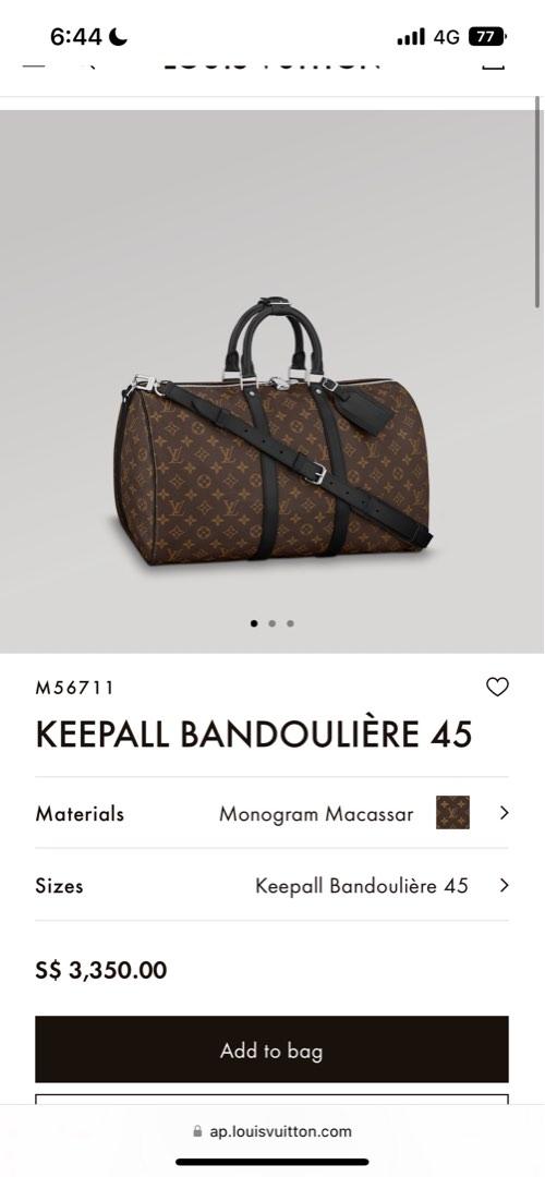 Louis Vuitton MONOGRAM MACASSAR Keepall Bandoulière 45 (M56711)