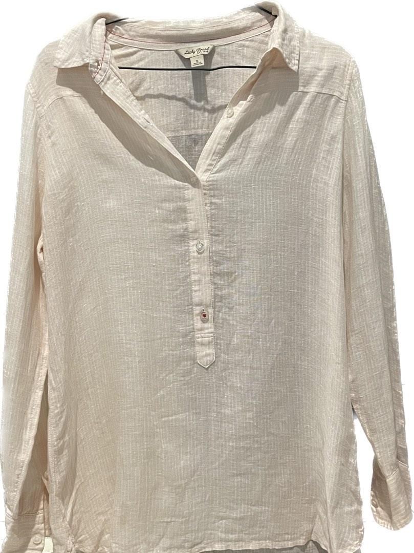 Lucky Brand Sheer Pink Blouse Fesyen Wanita Pakaian Wanita