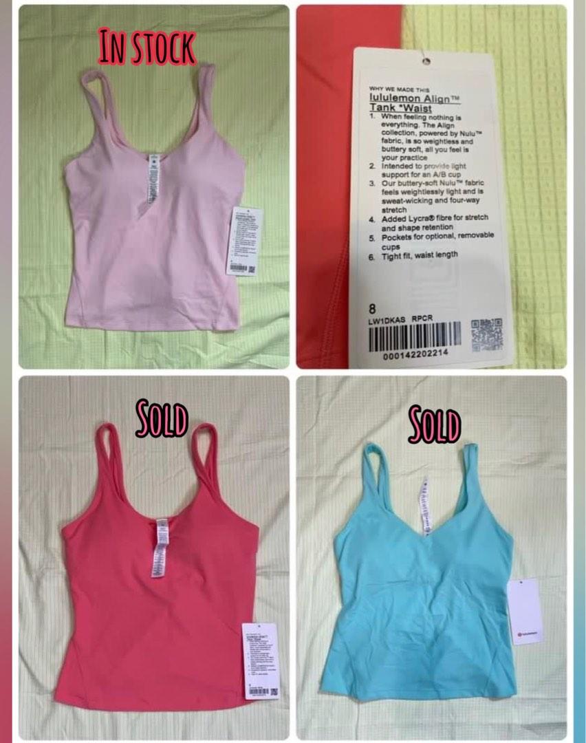 Lululemon Align Tank Nulu Crop Length Raspberry Cream RPCR Size 8