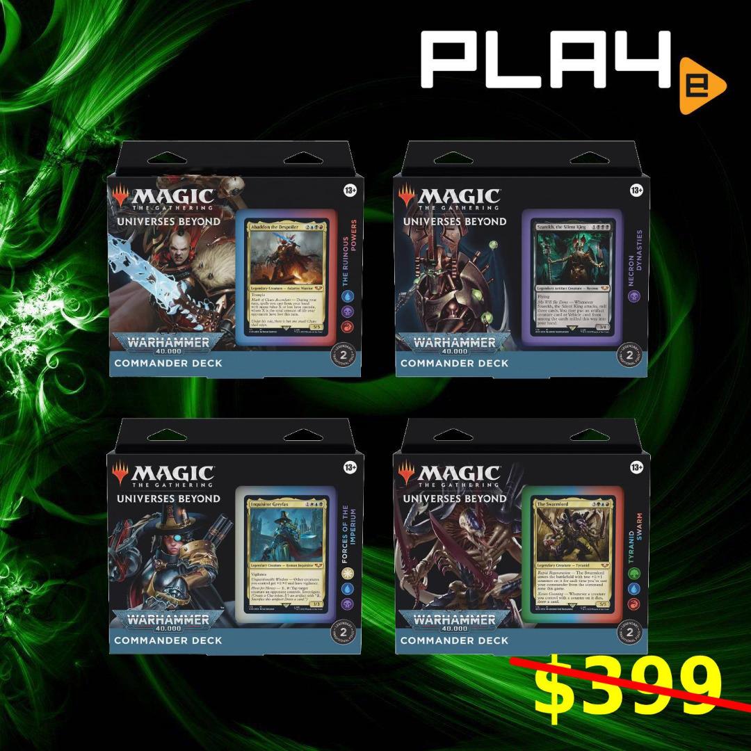 Magic: The Gathering Universes Beyond Warhammer 40,000 Commander Deck  Bundle – Includes 1 The Ruinous Powers, 1 Necron Dynasties, 1 Forces of the