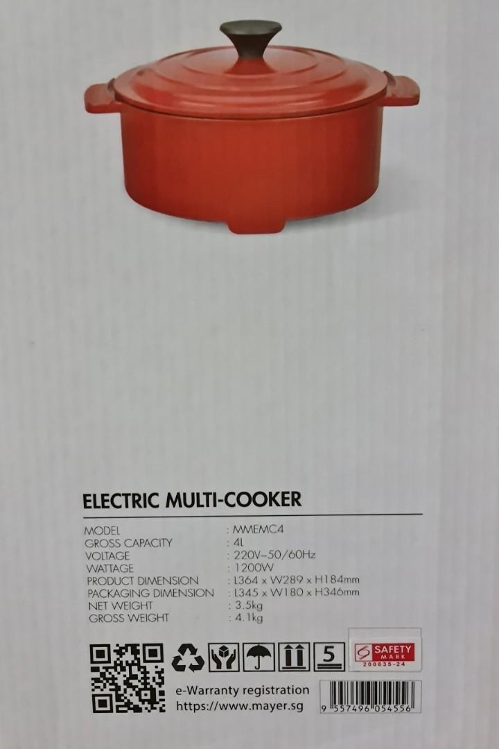 Mayer 4L Electric MultiCooker, TV & Home Appliances, Kitchen