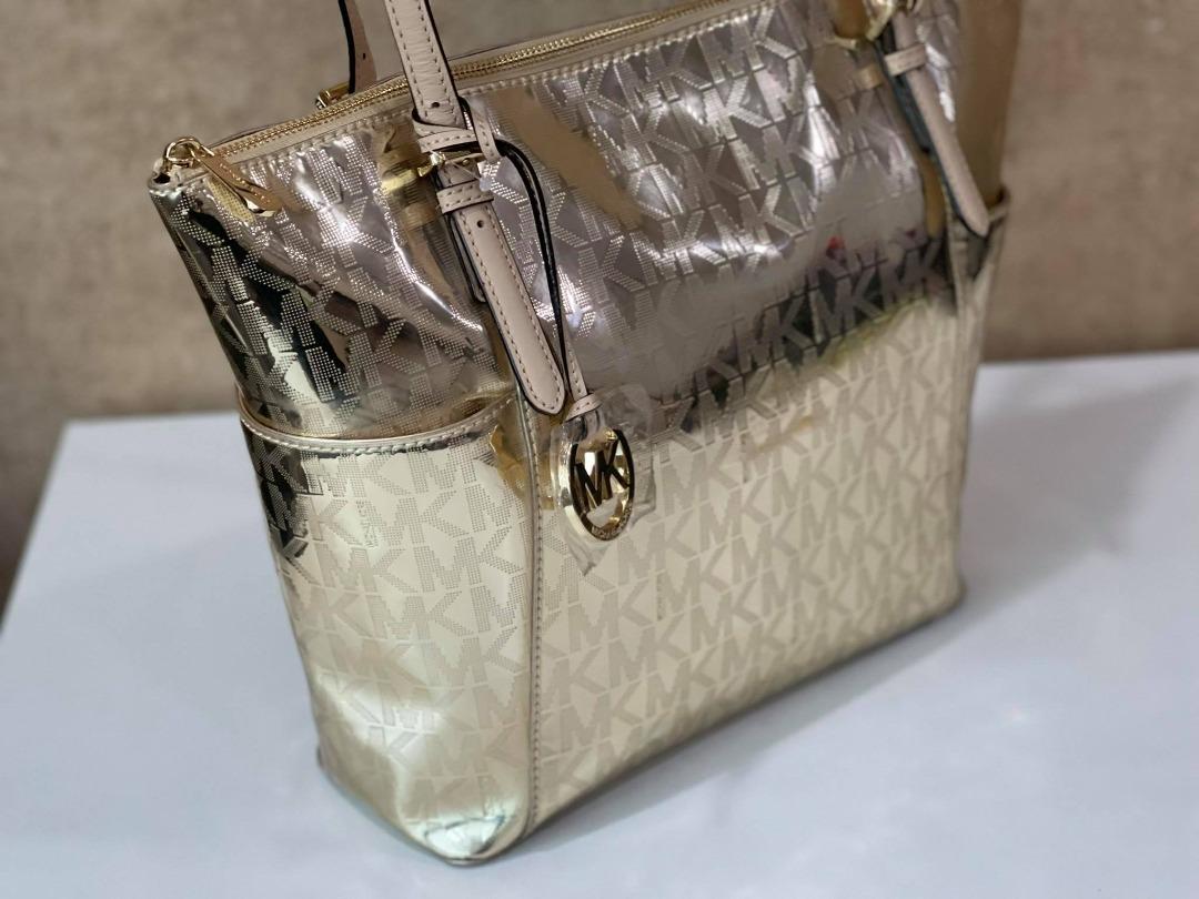 Michael Kors Jet Set Top Zip Tote Bag XS Bright White/Multi in PVC/Leather  with Silver-tone - US