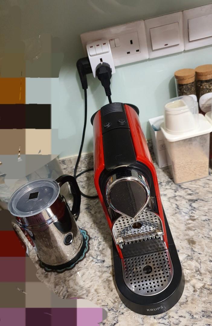 Nespresso Krups red chrome citiz coffee machine without frother, TV