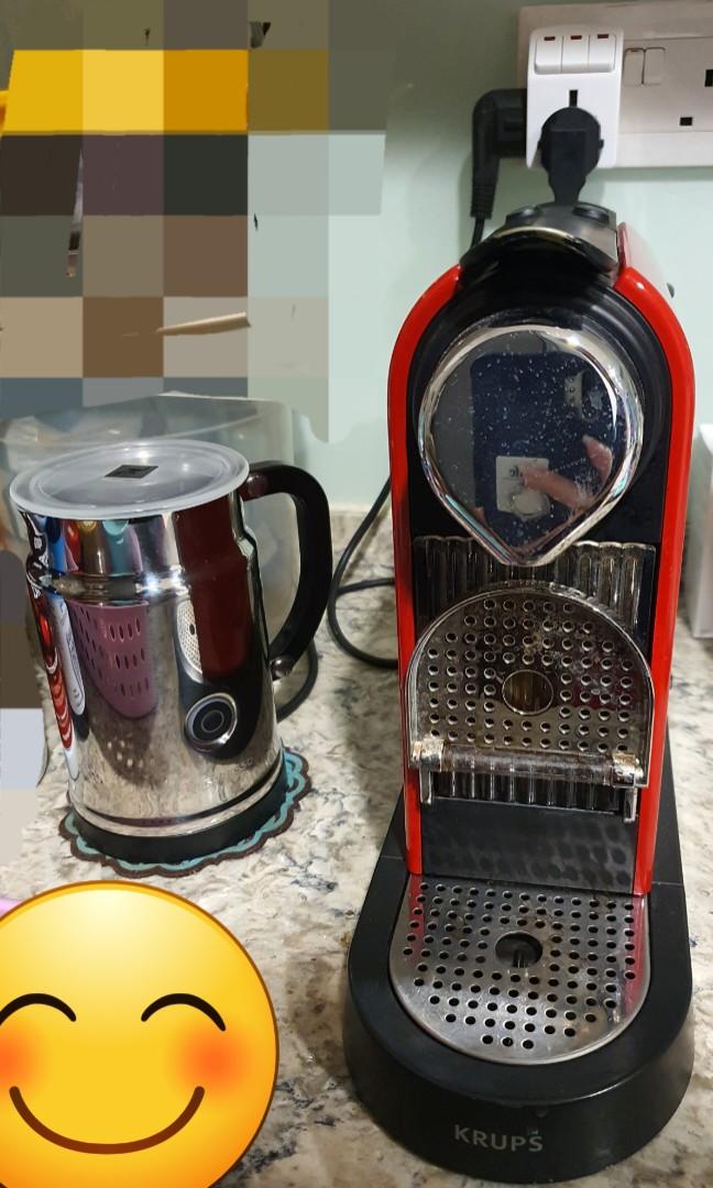 Nespresso Krups red chrome citiz coffee machine without frother, TV
