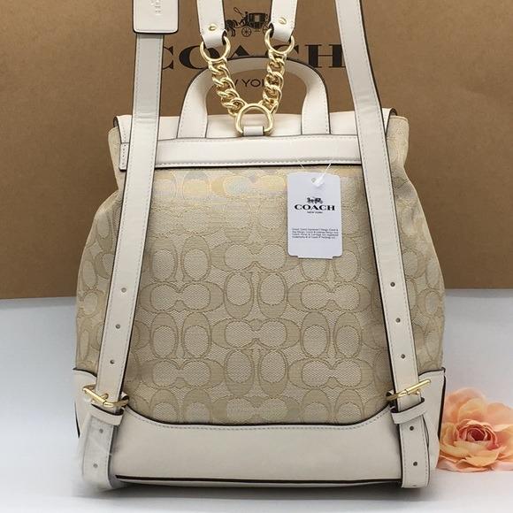 New Coach Original ELLE BACKPACK IN SIGNATURE JACQUARD Backpack For Women Come With Complete Set Suitable for Gift