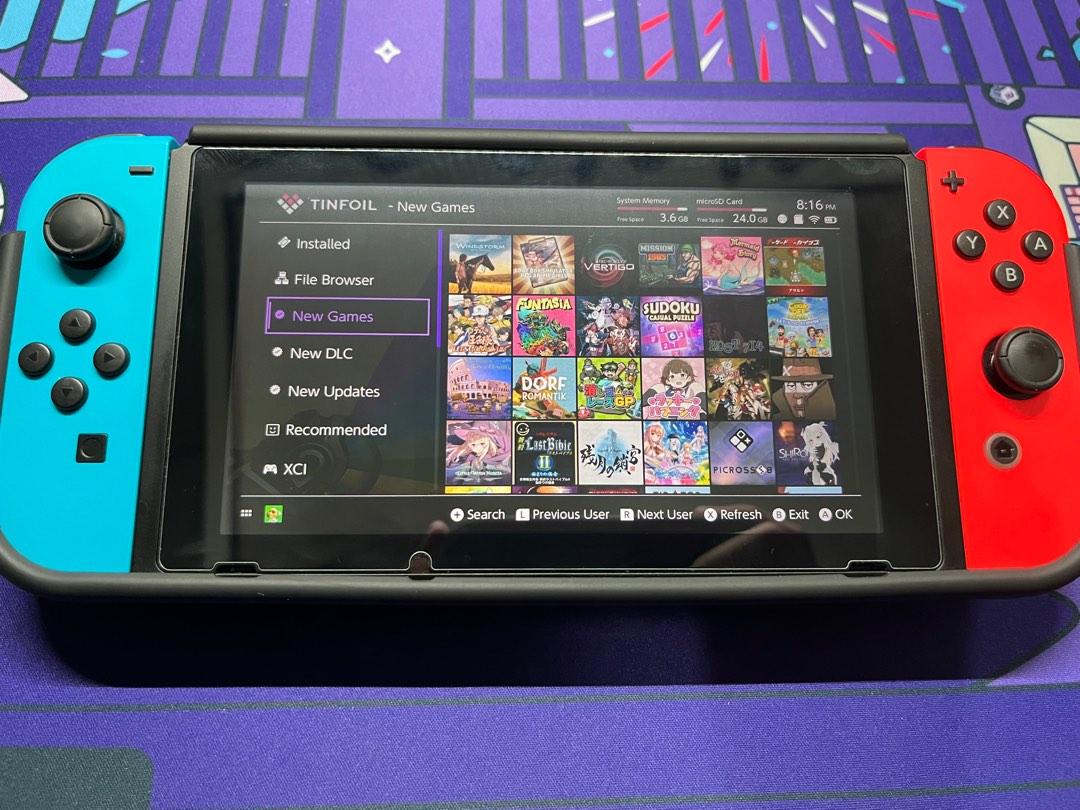 Nintendo Switch v2 Jailbreak 128GB JB with Mobapad M8, Video Gaming