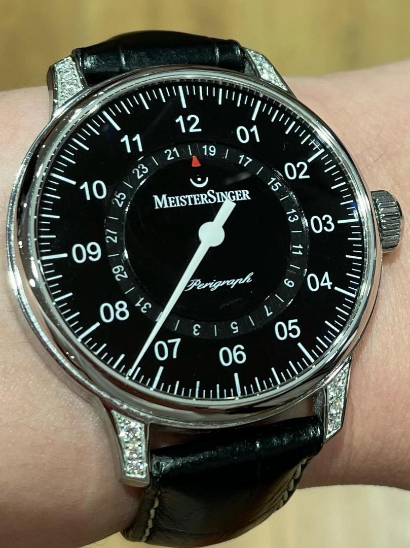 ONLY ONE IN THE WORLD MEISTERSINGER Single Hand Watch with Real Shinning Diamond