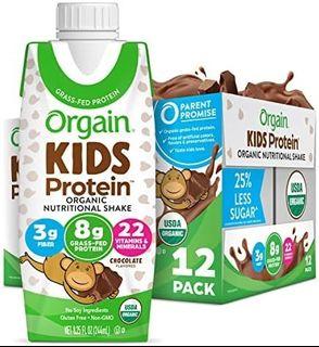 Orgain Organic Kids Protein Nutritional Shake, Chocolate - 8g of Protein, 22 Vitamins & Minerals, Fruits & Vegetables, Gluten Free, Soy Free, Non-GMO, 8.25 Fl Oz (Pack of 12)
