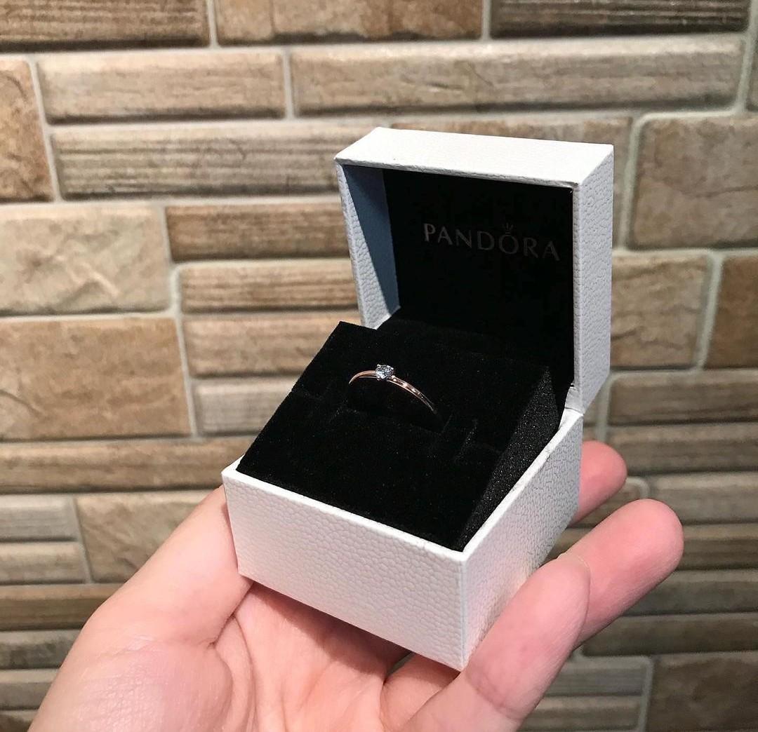 Pandora light blue solitaire ring in silver Women s Fashion