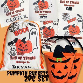 Personalized Halloween Sack Pumpkin Bag Bucket Costume Loot Trick or treat Happy halloween banner decoration