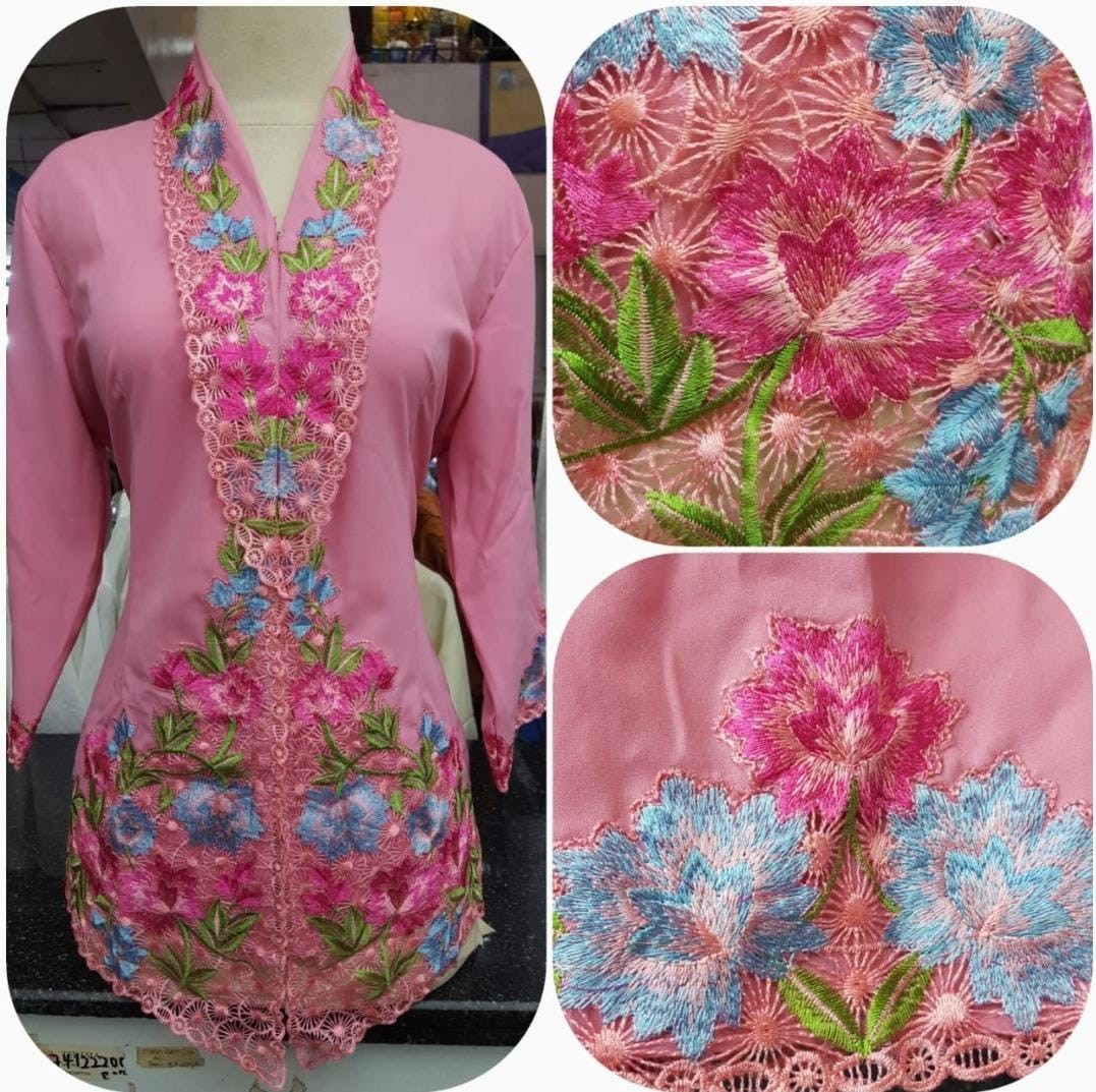 【READY STOCK】Baju Kebaya Nyonya Pink (Lengan 3 suku), Women's Fashion ...