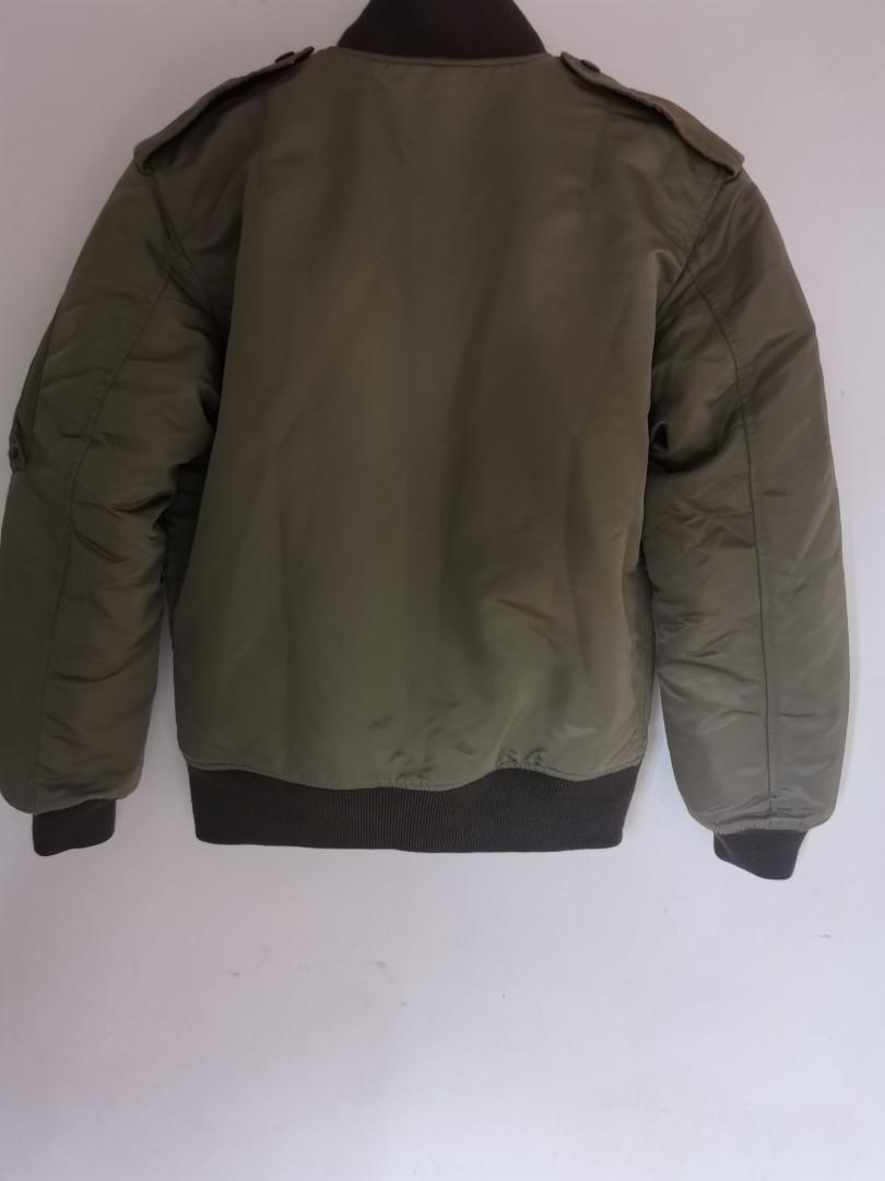 Saint Laurent Mens MA1 bomber jacket in nylon Olive, 男裝, 外套及