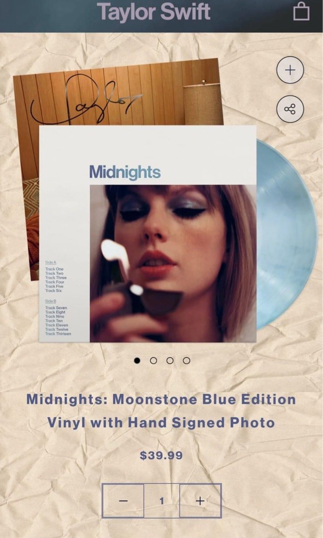 Taylor swift signed midnights vinyl moonstone blue edition