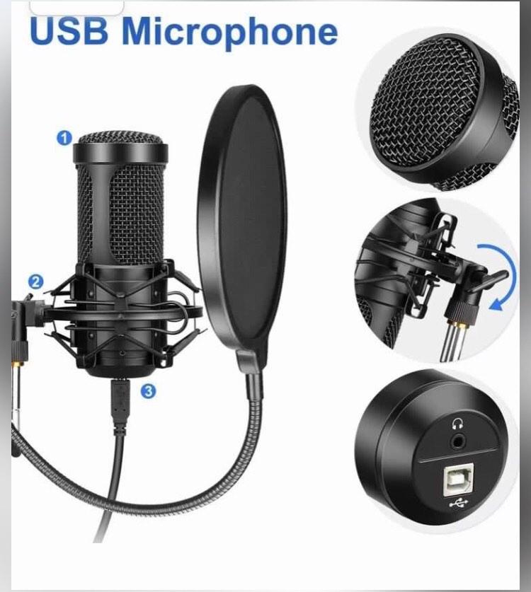 USB Condenser Microphone, Aokeo 192kHZ/24bit Professional PC Streaming