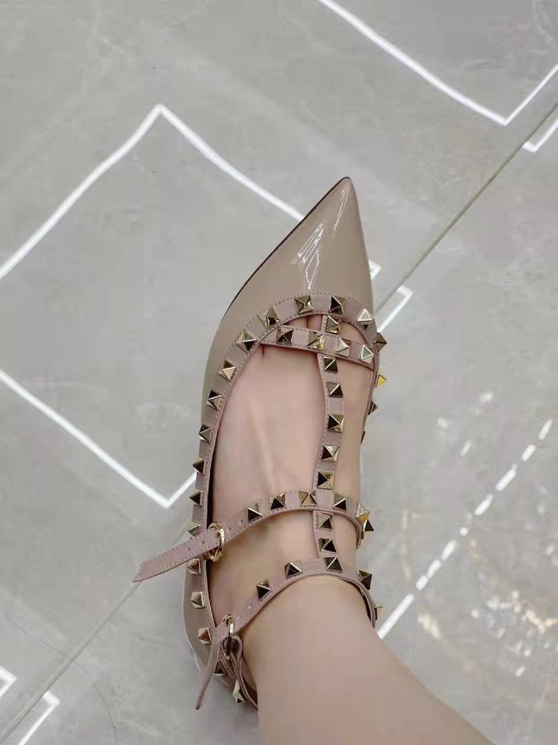 Rockstud calfskin leather sales slingback ballet flat
