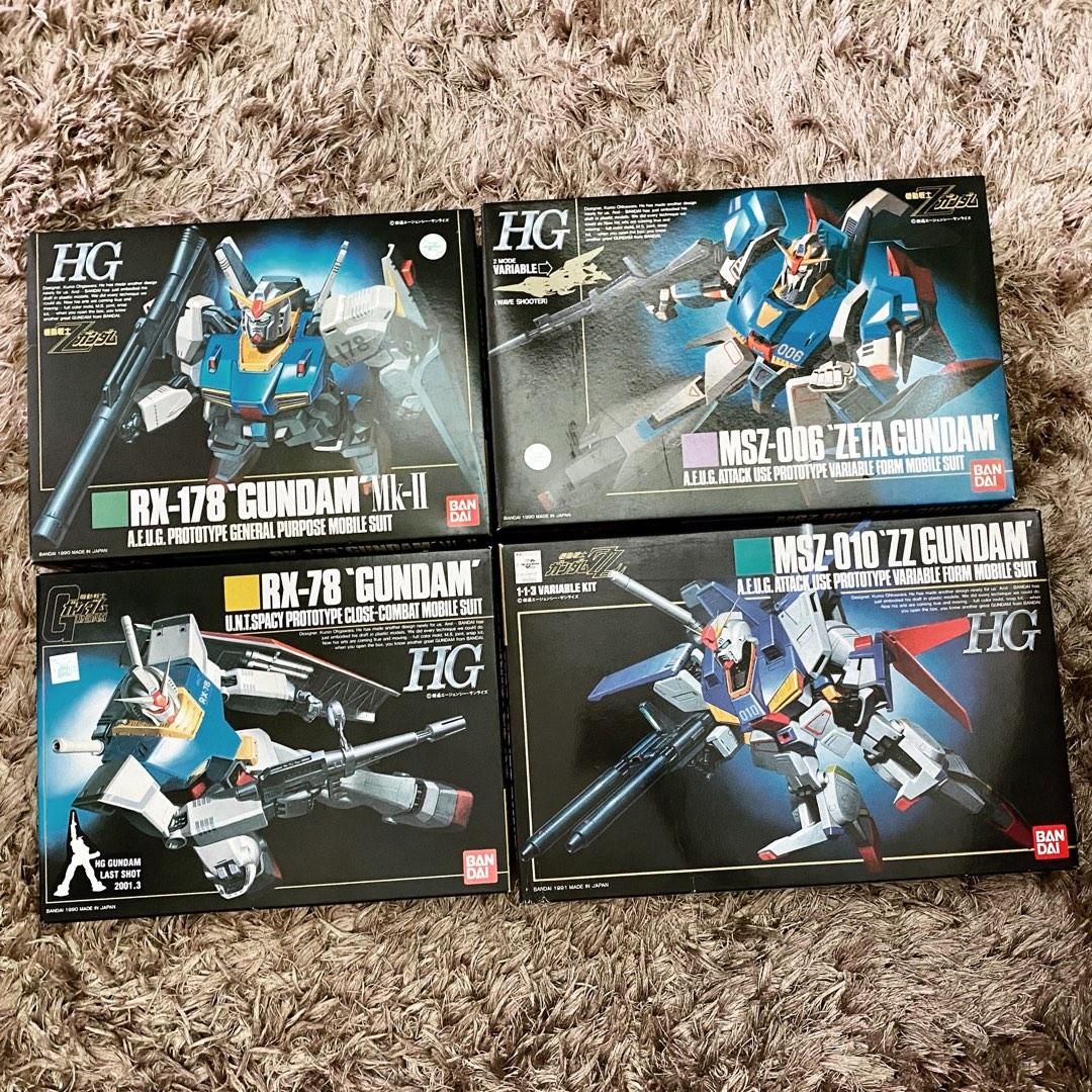 Vintage HG GUNPLA KITS (RX-78-2, MKII, ZETA & ZZ Gundam