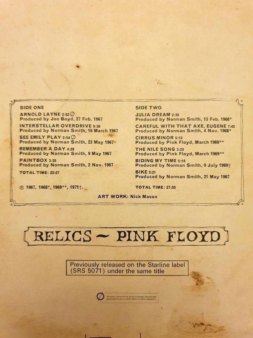 Vinyl Record: Pink Floyd - Relics (A Bizarre Collection Of Antiques ...