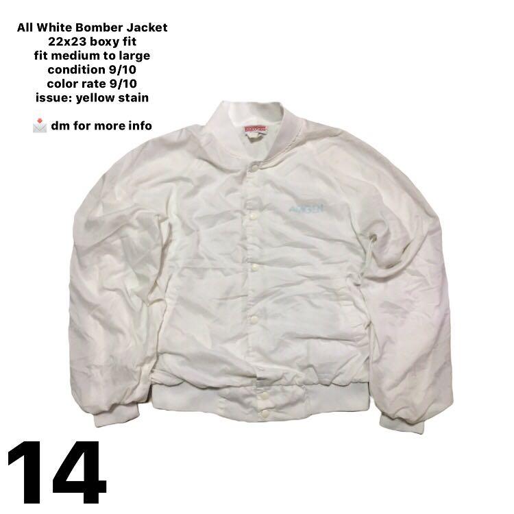white varsity jacket, Men's Fashion, Activewear on Carousell