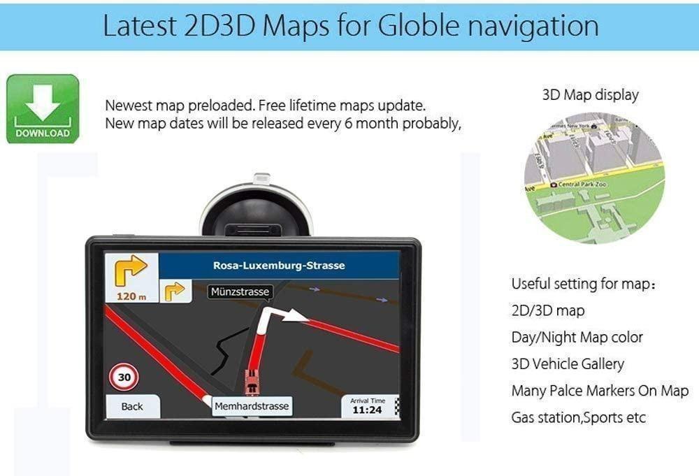 X4779 Black Truck GPS Navigation System, 7 inch HD Portable Lorry SAT
