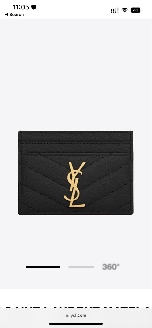 YSL Card Holder 10cm Wallet Beige Gold Crocodile Leather 240555 main image 1