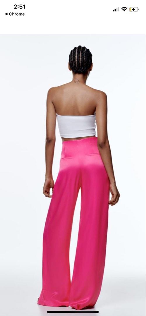 FULL LENGTH SATIN TROUSERS - Pink