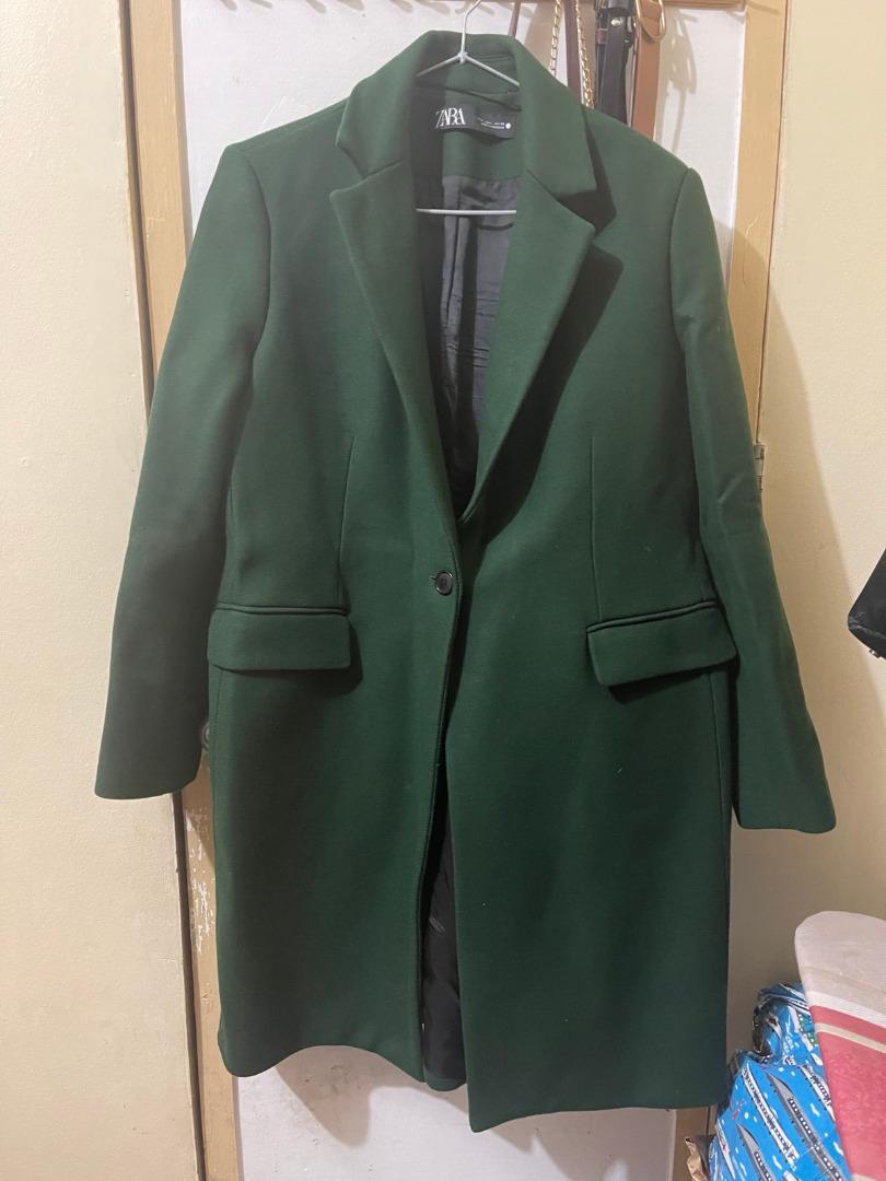ZARA MASCULINE WOOL COAT BOTTLE GREEN L Women s Fashion Coats