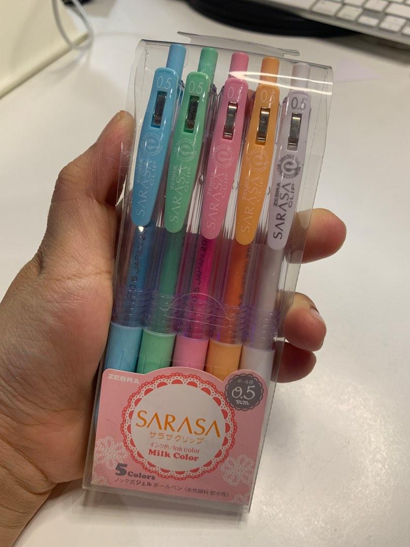 Zebra Sarasa Clip Gel Ink Ballpoint Pen, 0.5mm, Milk Color, 5 Color Set